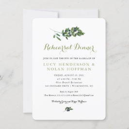Invitación Orchard Olive de acuarela | Cena de ensayo