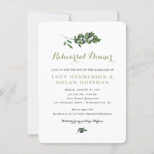 Invitación Orchard Olive de acuarela   Cena de ensayo