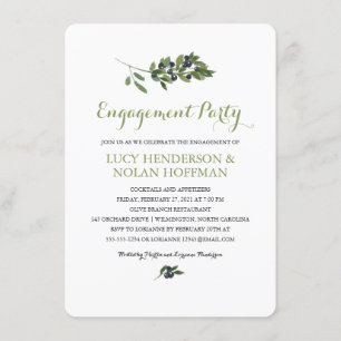 Invitación Orchard Olive de acuarela   Parte de compromiso