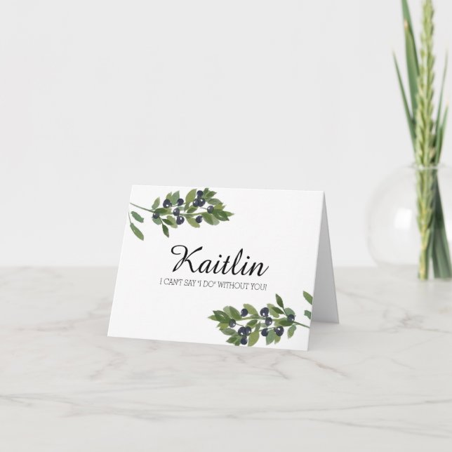 Invitación Orchard Olive de acuarela | ¿Ser mi dama de honor? (Anverso)