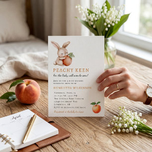 Invitación Orchard Theme conejo Peach Baby Shower