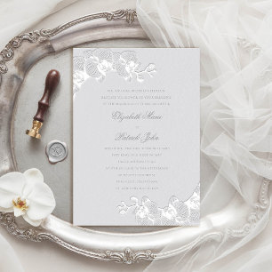 Invitación Orchid Heirloom Faux Ivory Classic Boda formal