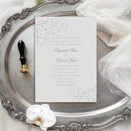 Invitación Orchid Heirloom Faux Silver Boda formal clásico