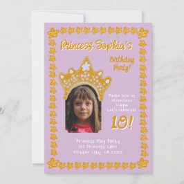 Invitación Orchid Pink Princess Crown Floral Photo Birthday