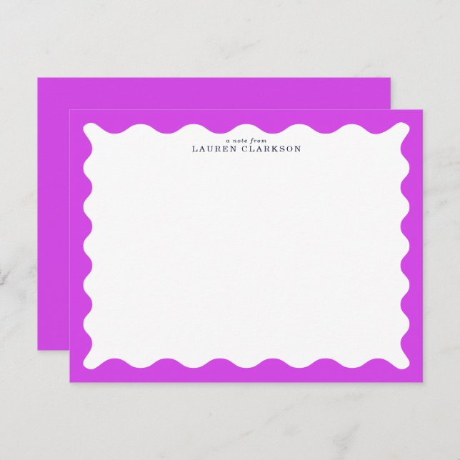 Invitación Orchid Purple Wavy Frame Note Card (Anverso / Reverso)