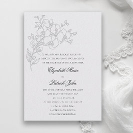 Invitación Orchid Sketch Formal Traditional Ivory Wedding