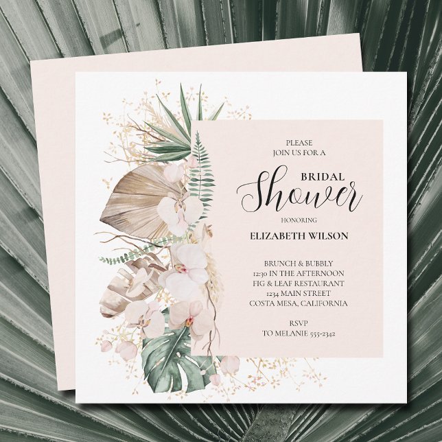 Invitación Orchids Palms Boho Bridal Shower (Subido por el creador)