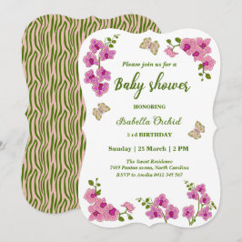 Invitación Orchids Tropical Butterfly Baby Shower