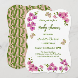 Invitación Orchids Tropical Butterfly Baby Shower