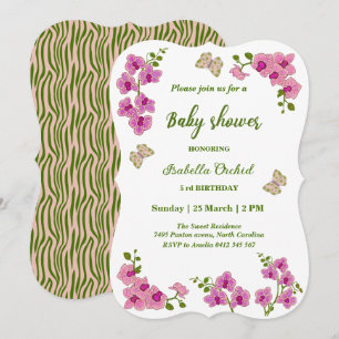 Invitación Orchids Tropical Butterfly Baby Shower