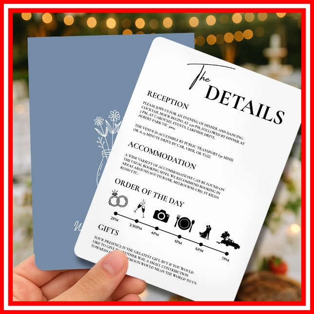 Invitación Orden de Eventos de Boda Azul Polvoriento  (Subido por el creador)