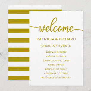 Invitación Orden de Eventos de Boda Cronología Dorada Calenda