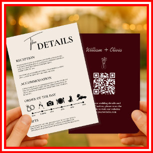 Invitación Orden de Eventos de Boda Formal Borgoña y Marfil e