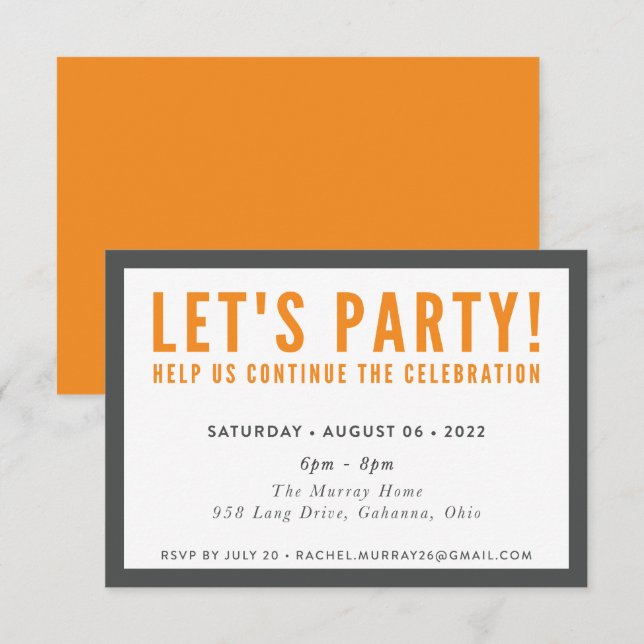 Invitación ORDEN DE IMPRESIÓN para Rachel - Inscripción del F (Anverso / Reverso)