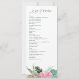 Invitación Orden de Servicio de Boda Flamingo Rosa Tropical