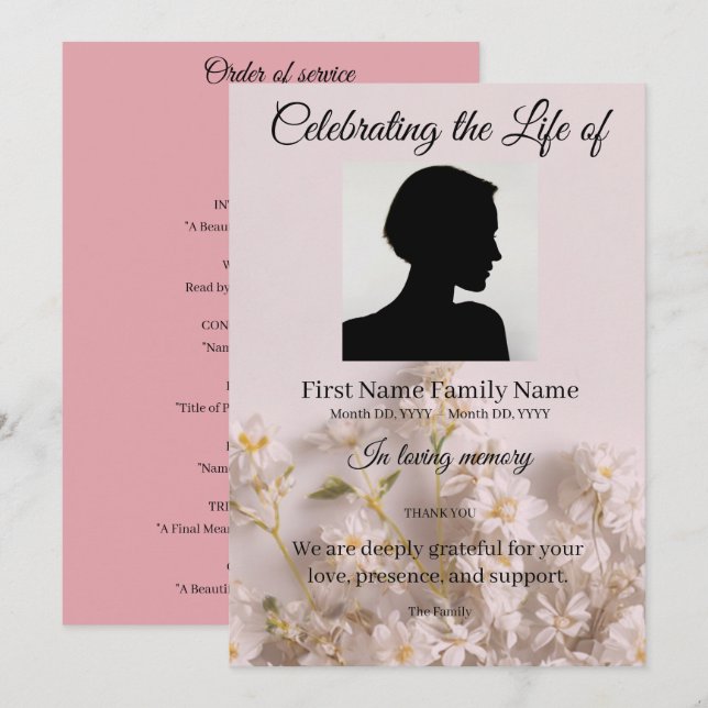 Invitación orden de servicio de flor silvestre (Anverso / Reverso)