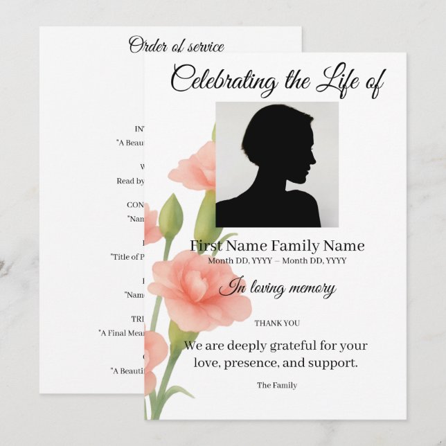 Invitación orden de servicio de flores (Anverso / Reverso)