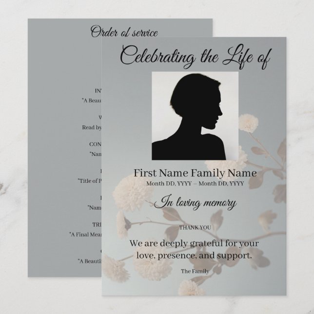 Invitación orden de servicio de flores de medianoche (Anverso / Reverso)
