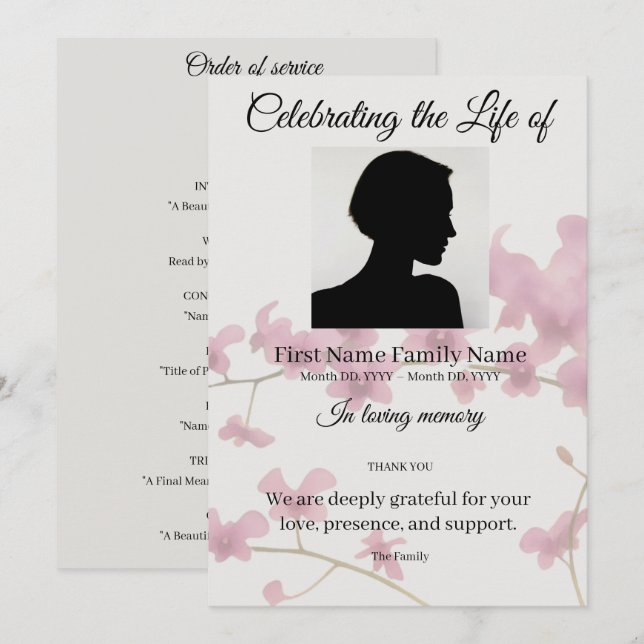 Invitación orden de servicio de orquídea Dendrobium (Anverso / Reverso)