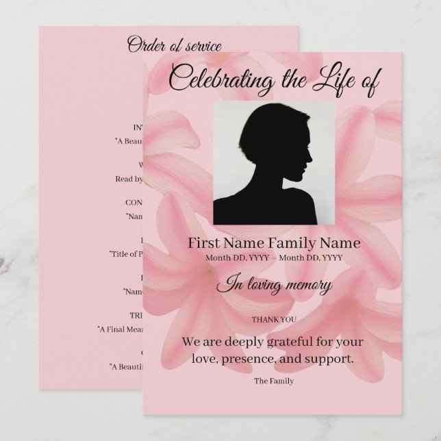 Invitación orden de servicio de Plumeria (Anverso / Reverso)
