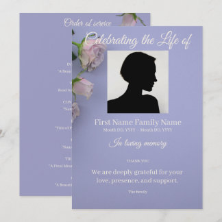 Invitación orden de servicio de rosa púrpura