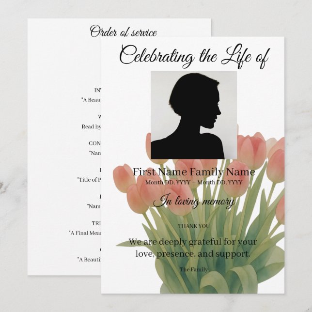 Invitación orden de servicio de tulipán (Anverso / Reverso)