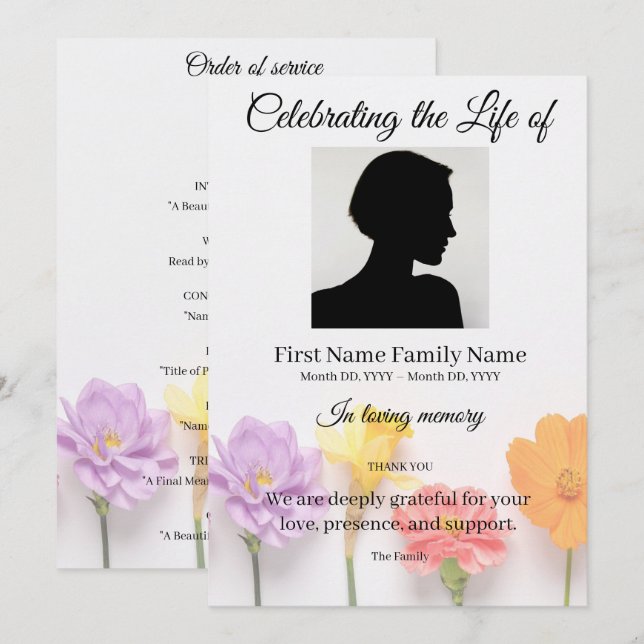 Invitación orden de servicio floral (Anverso / Reverso)