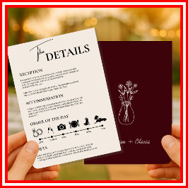 Invitación Orden formal de eventos de boda en burgundy y marf