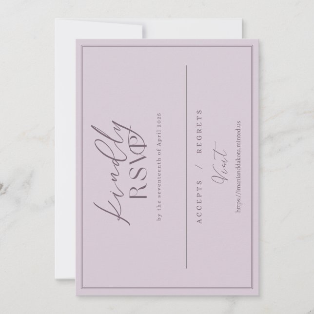Invitación Orden personalizado RSVP Imani y Dakota (Anverso)