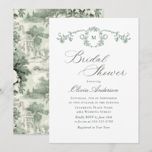 Invitación ÓRDENA Victoriana Grace Sage Green BRIDAL SHOWER