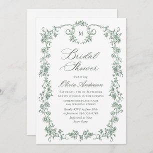 Invitación ÓRDENA Victoriana Grace Sage Green BRIDAL SHOWER