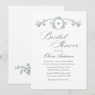 Invitación ÓRDENA Victoriana Grace Sage Green BRIDAL SHOWER