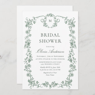 Invitación ÓRDENA Victoriana Grace Sage Green BRIDAL SHOWER