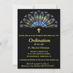Invitación Ordenación Editable Evento religioso Vidrio Mancha