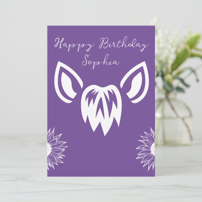 Invitación Orejas de Caballo Personalizadas Girasoles Minimal (Anverso de pie)