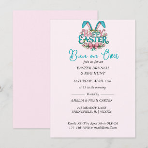 Invitación Orejas de conejo BRUNCH & CAZA de Pascua