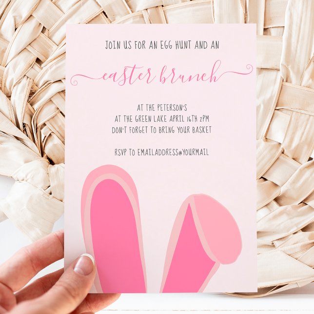 Invitación Orejas de conejo de conejo de litera rosada de bru (Subido por el creador)