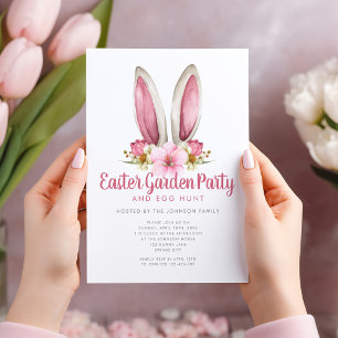 Invitación Orejas de conejo florales lindas fiesta de Pascua 