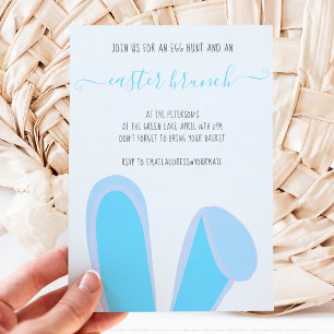 Invitación Orejas de conejo lindo brunch de brunch azul caza