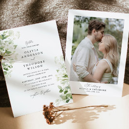 Invitación Organic Greenery Sage Wedding Photo Back