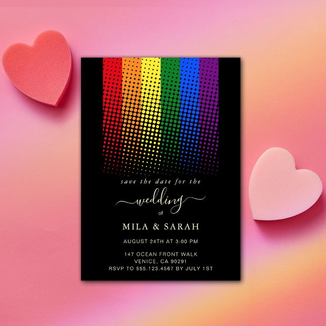Invitación Orgullo Arcoíris Corazón Boda LGBTQ (Subido por el creador)