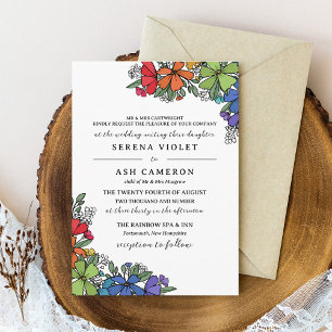 Invitación Orgullo arcoiris florece Boda formal LGBT