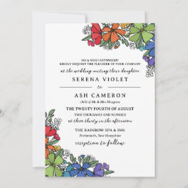 Invitación Orgullo arcoiris florece Boda formal LGBT
