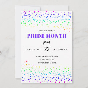 Invitación orgullo arcoiris mes desfile gay confetti moderno