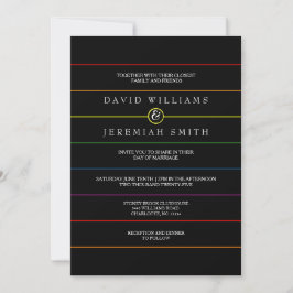 Invitación Orgullo de arcoiris por Boda LGBT negro