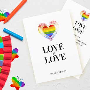 Invitación Orgullo de corazón arcoiris Lesbiana Boda gay