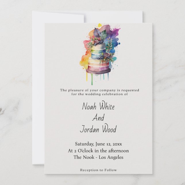 Invitación Orgullo del pastel de Boda LGBT (Anverso)