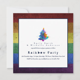 Invitación Orgullo gay Fiesta árbol de Navidad arcoiris LGBT