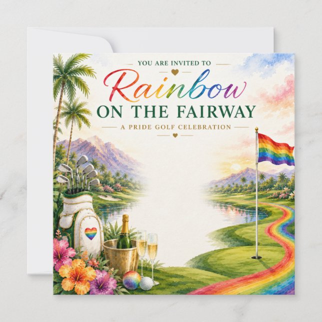 Invitación Orgullo Golf Arcoíris en la Calle de Golf Celebrac (Anverso)