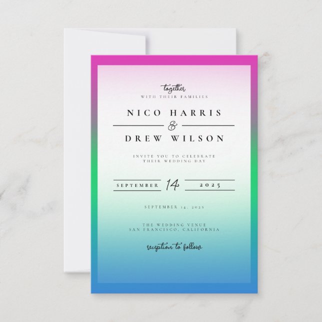 Invitación Orgullo Polisexual Elegante de Boda  (Anverso)